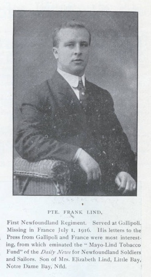 Titre original&nbsp;:  Photo of Francis Thomas Lind – from the Digital Collection at the Canadian Virtual Memorial: http://www.veterans.gc.ca/eng/remembrance/memorials/canadian-virtual-war-memorial/.