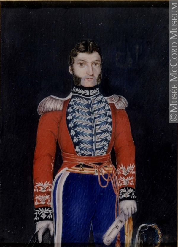 Titre original&nbsp;:  Painting, miniature Col. Michel Louis Juchereau Duchesnay, about 1808 Cromwell About 1808, 19th century 12 x 8.6 cm Gift of Miss L.H.Campbell M985.138.3 © McCord Museum Keywords:  male (26812) , Painting (2229) , painting (2226) , portrait (53878)