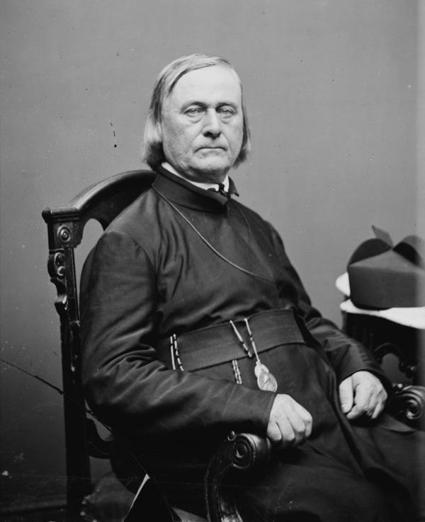 Titre original&nbsp;:    Description Pierre-Jean De Smet. Library of Congress description: "Rev. Father Pierre Jean De Smet (1801-1873) Catholic missionary to Indian Territory". Date ca. 1860-1865 Source Library of Congress Prints and Photographs Division. Brady-Handy Photograph Collection. http://hdl.loc.gov/loc.pnp/cwpbh.03561. CALL NUMBER: LC-BH824- 5343 [P&P] Author Mathew Brady (1823–1896) Description American photographer Date of birth/death circa 1823(1823) 15 January 1896(1896-01-15) Location of birth/death Warren County, New York New York City Work period from 1844(1844) until circa 1887(1887) Work location New York City, Washington, D.C. Authority control VIAF: 22965552 | LCCN: n81140569 | PND: 12017636X | WorldCat Permission (Reusing this file) PD

Català: Pierre-Jean de Smet (Termonde/Dendermonde, Bèlgica, 30 gener 1801 - Saint Louis, Missouri,EUA, 23 maig 1873) fou un missioner francès. Mar