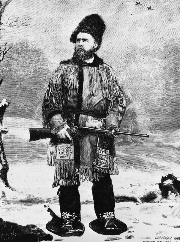 Original title:  Reverend Egerton Ryerson Young in buckskin costume. Reproduced from illustration in "By Canoe and Dog train" by E. R. Young. Image courtesy of Glenbow Museum, Calgary, Alberta.