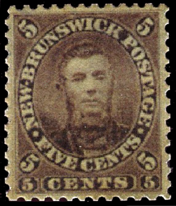 Original title:    Description English: Five cent postage stamp of the colony of New Brunswick (now a province of Canada), featuring the image of Charles Connell (1810 – June 28, 1873). Cornell was a Canadian politician, now remembered mainly for placing his image on a postage stamp. In 1858, Connell was appointed Postmaster General of the colony, and in 1859 he chose to depict himself on the 5-cent stamp, instead of Queen Victoria. In an effort to stem the criticism and charges of extreme arrogance, he offered to buy up all the stamps and burned them publicly on the front lawn of his house. He also resigned his office as postmaster general. It is unknown how many stamps survived, but they number no more than a few dozen and are now extremely rare. Français : Copie du fameux timbre de Charles Connell. Connell (1810-1873) était un marchand et un homme politique canadien du Nouveau-Brunswick. Sous l