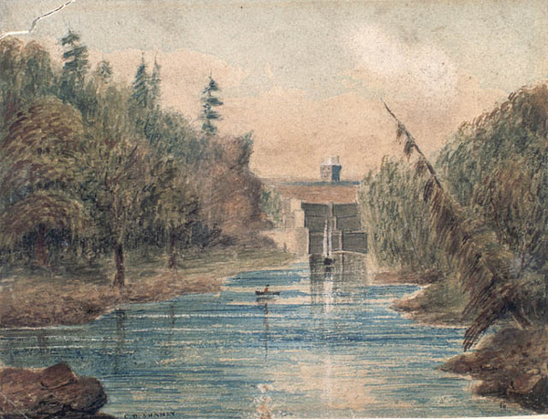 Original title:  Première écluse sur le canal Rideau, près de Kingston. 