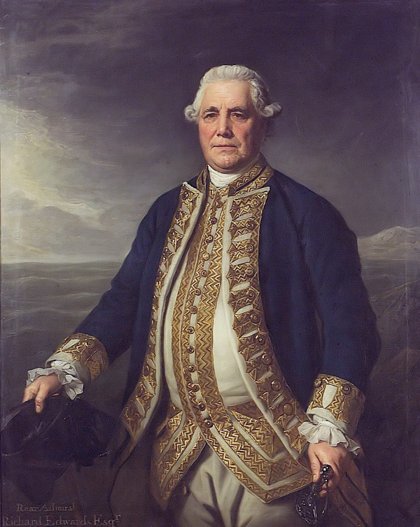 Titre original&nbsp;:    Description English: "Admiral Richard Edwards, d.1794," oil on canvas, painted by the British artist Nathaniel Dance. 1270 mm x 1016 mm. Courtesy of the National Maritime Museum, Greenwich, London. Date 27 April 2011(2011-04-27) Source National Maritime Museum [1] Author Nathaniel Dance

